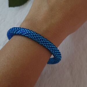 💙NWT.CR5 Beaded crochet bracelet. Boho Bracelet.Handmade Bangle.Seed Bead Rope.